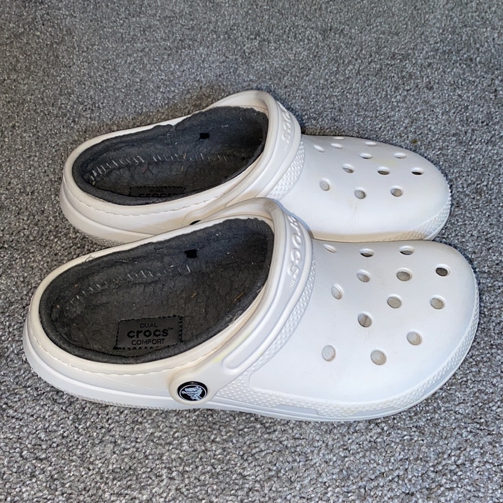 used white grey classic lined clog